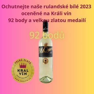 Chceš ochutnat víno oceněné velkou zlatou medailí na Králi vín? Mrkni sem https://shop.miqueen.cz/rulandske-bile-2023/ Na...